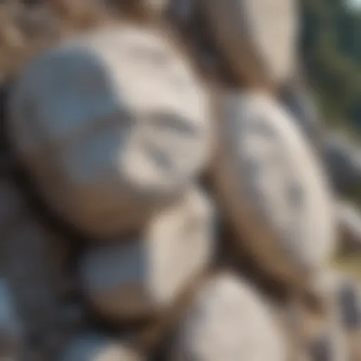 Close-up of chalk rock showing texture and mineral composition