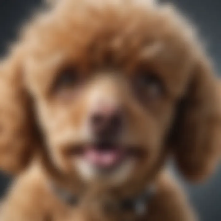 A close-up of a tea poodle's expressive eyes and tiny paws, highlighting its playful nature