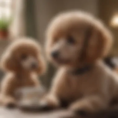 An owner engaging in training with a tea poodle, emphasizing the bond and interaction between them