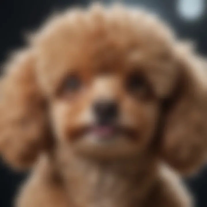 A close-up of a toy poodle's expressive eyes and fluffy coat