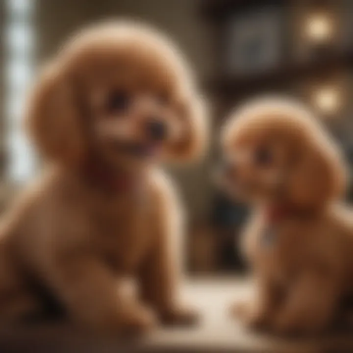 A toy poodle interacting joyfully with children