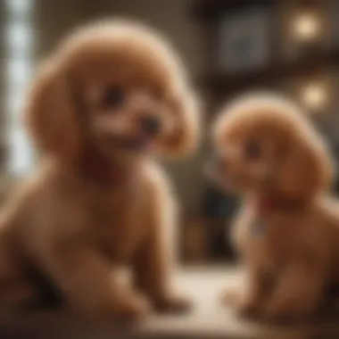Toy Poodle and Children in Harmony A toy poodle interacting joyfully with children