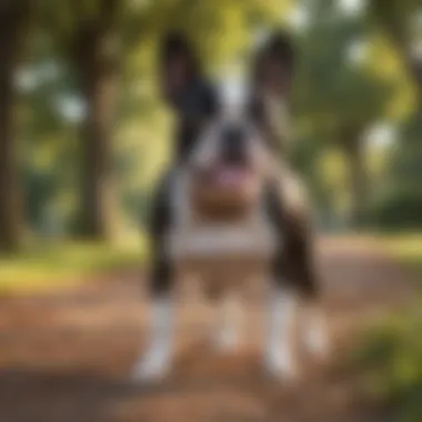 Boston Terrier playing in the park