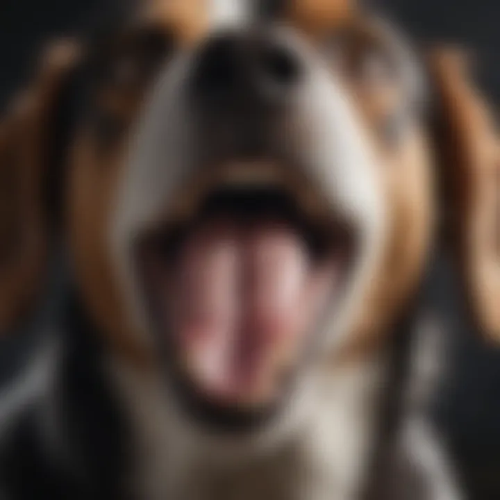 Close-up of a dog showing its teeth with fresh breath