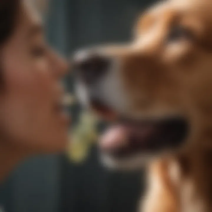 Veterinarian examining a dog's mouth