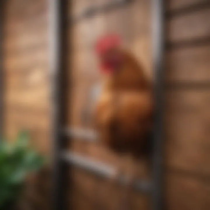 Illustration of the Ador chicken coop door installation process