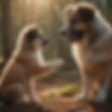 Alaskan Shepherd puppy interacting with a child