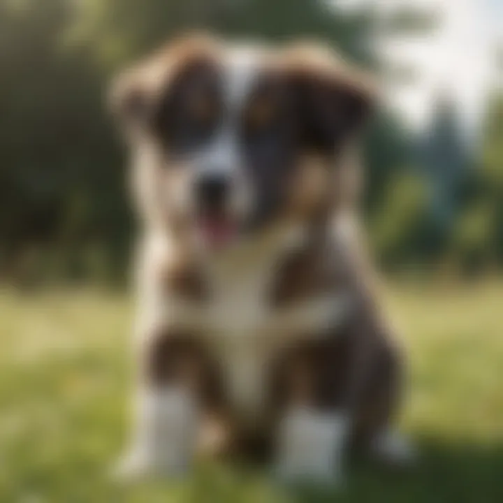 Playful Alaskan Shepherd puppy in a grassy field