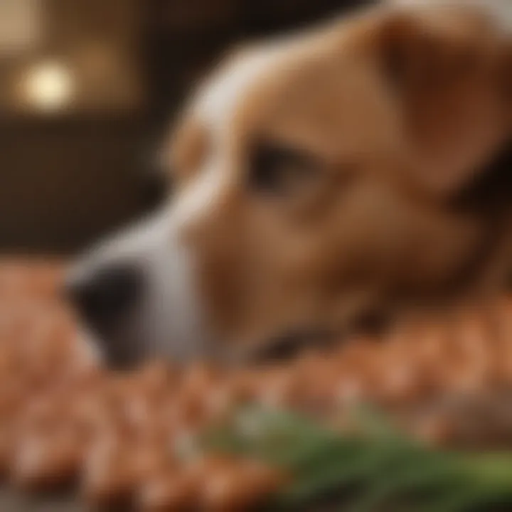 Close-up of alternative protein sources like fish and legumes for dog food