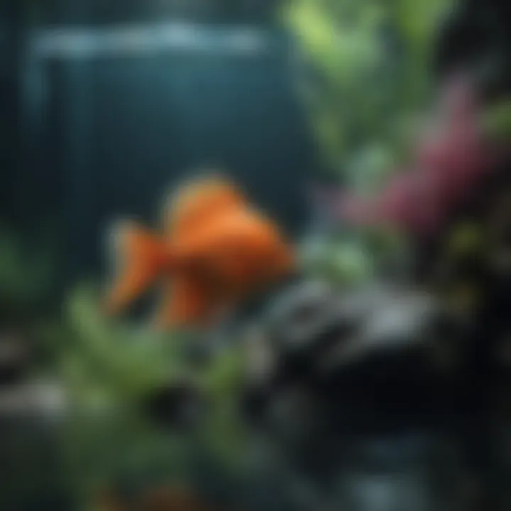 A modern aquarium background featuring geometric patterns