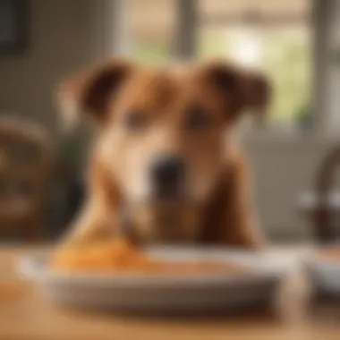 A happy dog enjoying its meal from an Iams food bowl, reflecting health and satisfaction.