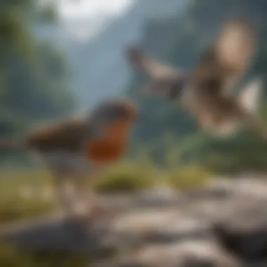 Bird Navigation Techniques Close-up of a bird navigating using natural landmarks