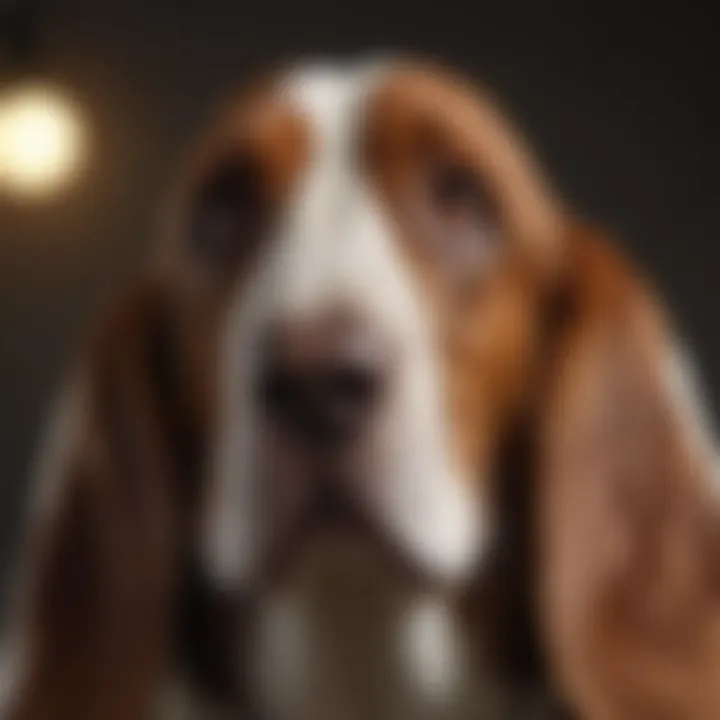 Close-up of a Basset Hound's distinctive features