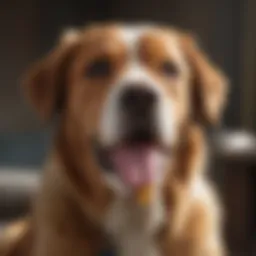 Senior dog happily enjoying a chew