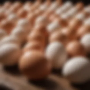 Various types of eggs produced by different chicken breeds