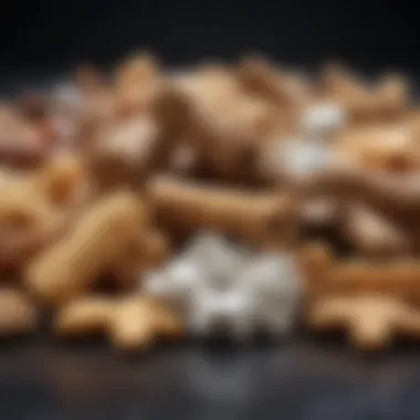 Close-up of various dental dog treats