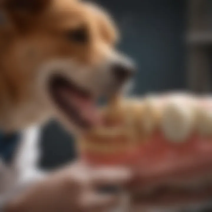 Veterinarian examining a dog's teeth