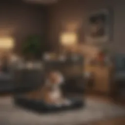 Stylish medium-sized dog crate in a modern living room setting