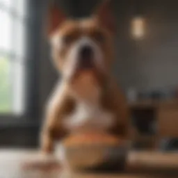 A vibrant bowl of premium dog food specifically formulated for Pit Bulls, showcasing its rich ingredients.