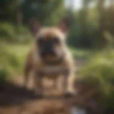 French Bulldog playing happily outdoors