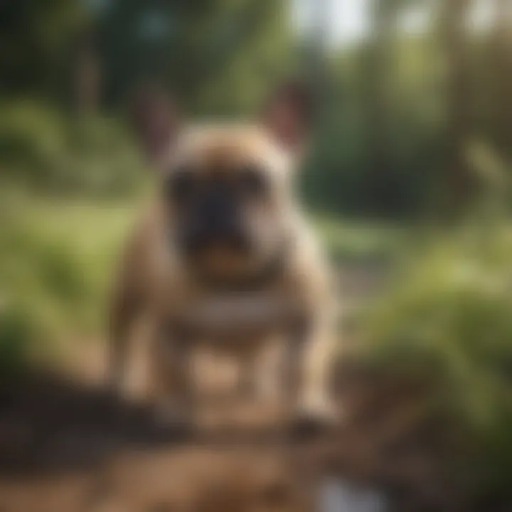 French Bulldog playing happily outdoors