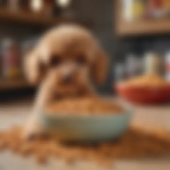 A vibrant bowl filled with high-quality dry food specifically formulated for Toy Poodle puppies.