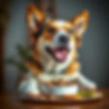 Happy dog enjoying a meal