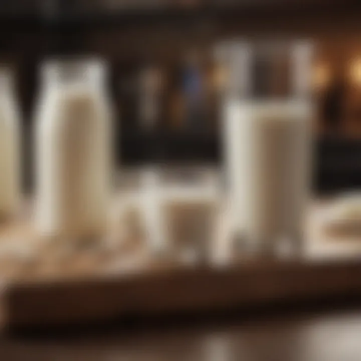Different types of milk suitable for dogs on a table