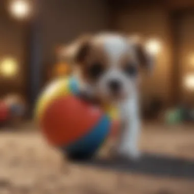 Interactive ball designed for puppies, featuring bright colors and movement.