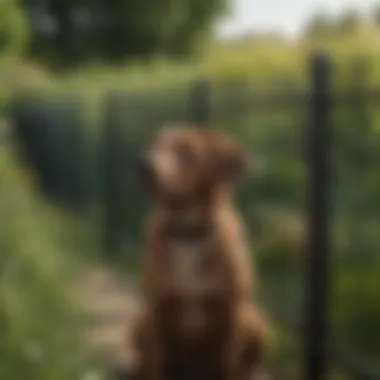 Stylish metal dog fence surrounding a garden