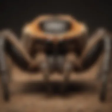 Close-up of a tarantula demonstrating its intricate body structure and details.