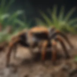 A vibrant tarantula in its natural habitat showcasing unique colors and textures.