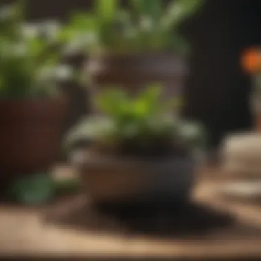 DIY potting soil mix ingredients displayed on a table.