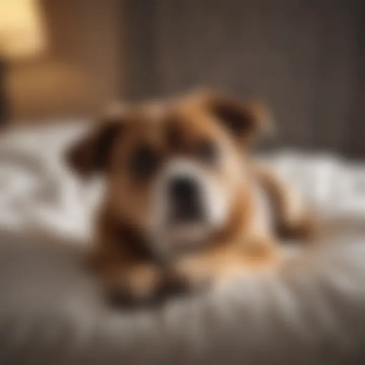 Dog comfortably resting on a plush bed