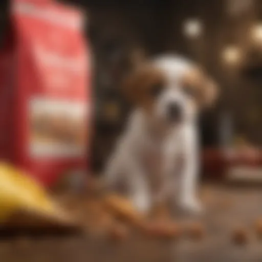 A variety of high-quality puppy food for toy breeds displayed in colorful bags