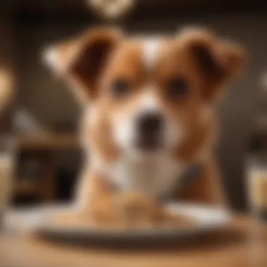 Happy Small Breed Dog at Mealtime Happy small breed dog enjoying its meal