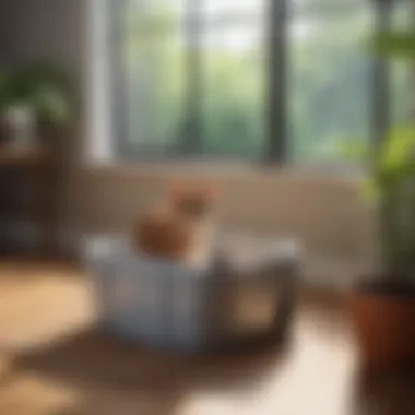 The Importance of a Clean Litter Box A clean, well-maintained litter box in a sunlit corner