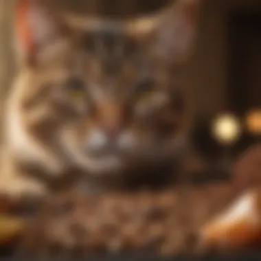 Close-up of high-quality ingredients in cat food