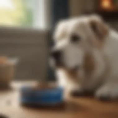 Senior dog enjoying a bowl of Blue Buffalo dog food