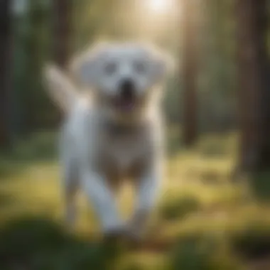 Healthy senior dog playing outdoors