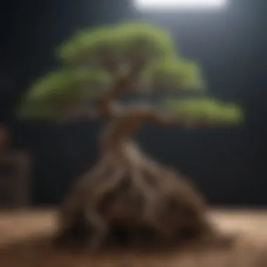 Bonsai Root System and Soil Quality Root system of a bonsai tree showcasing the importance of soil quality
