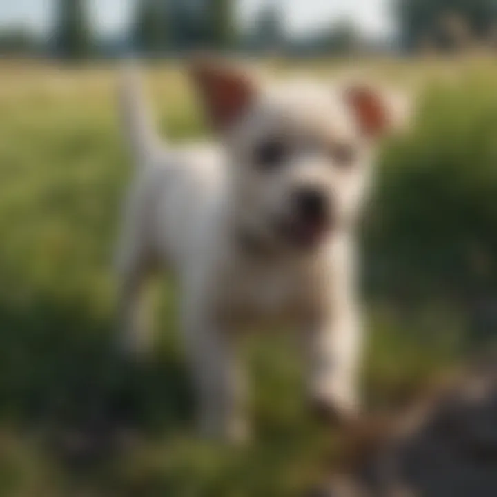 Playful Borador puppy in a grassy field