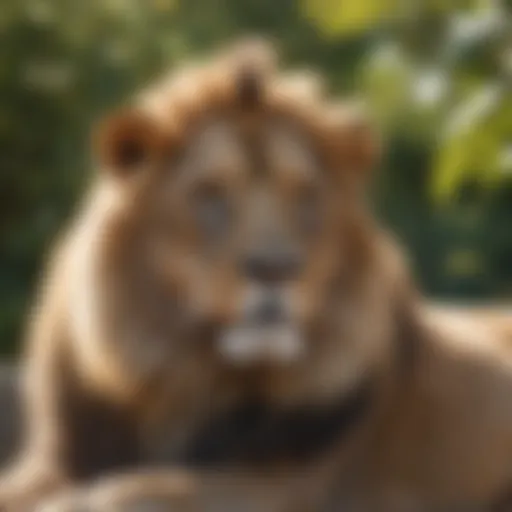 A majestic lion resting in the sun at Brevard Zoo