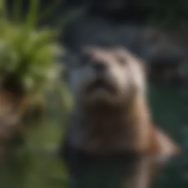 Playful Otter Interaction at Brevard Zoo A playful otter swimming and interacting with visitors