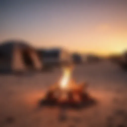 A scenic view of a beachfront campsite in Corpus Christi at sunset