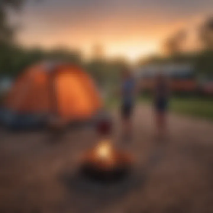 Families enjoying recreational activities at a campsite in Corpus Christi