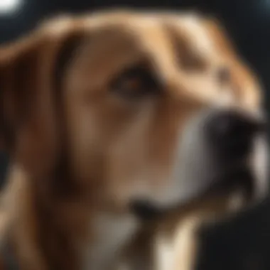 Expressive Canine Communication Close-up of a dog's expressive face showcasing communication