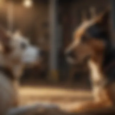 Dogs Observing Social Dynamics Two dogs observing each other in a social setting