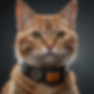 Close-up of a cat wearing a flea collar, showcasing its fit and design.