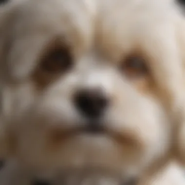 A close-up of a Cavachon's fluffy coat and expressive eyes